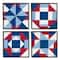 Stupell Industries Geometric Patchwork Quilt Pattern Red White Blue Black Framed Wall Art
